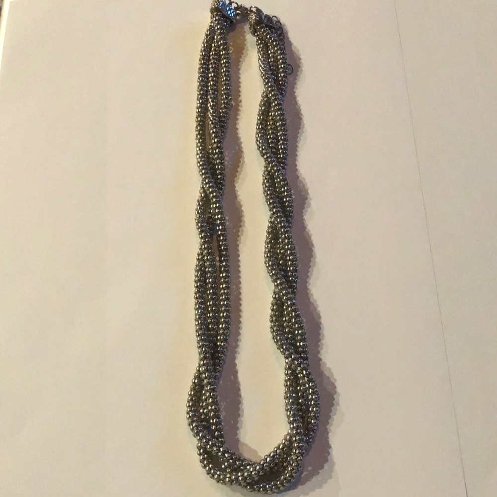 Silver Tone Multi Braided Twist Necklace 20”.